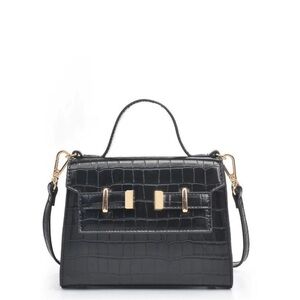 NWT Urban Expressions Gretchen Purse in black faux patent leather